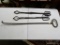 (R2) 3 PIECE FIREPLACE TOOL LOT TO INCLUDE A POKER AND 2 PAIR OF TONGS. ITEM IS SOLD AS IS WHERE IS