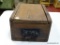 (R2) ANTIQUE DOVETAILED DOCUMENT BOX WITH HANDLE AND SLIDING PANEL. ITEM IS SOLD AS IS WHERE IS WITH