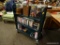 (R2) SANDUSKY GREEN LIBRARY STYLE CART. HAS 3 SHELVES ON EITHER SIDE. ITEM IS SOLD AS IS WHERE IS