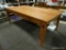 (R2) 8 FT PINE TABLE WITH SINGLE DRAWER AND PEG & NAIL CONSTRUCTION. MEASURES 8 FT X 3 FT 8 IN X 2