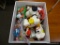 (R2) BOX LOT OF ASSORTED VINTAGE PEANUTS TOYS TO INCLUDE A PULL-ALONG SNOOPY, CAKE TOPPERS, SQUEAKY