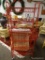 (R3) RED 6 TIER ROLLING CART WITH ROOSTER THEME. MEASURES 26 IN X 10 IN X 55 IN. ITEM IS SOLD AS IS