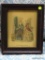 (R3) GODEY'S AMERICANIZED PARIS FASHIONS PRINT IN MAHOGANY FRAME. MEASURES 10 IN X 13 IN. ITEM IS