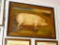 (R3) LARGE FRAMED OIL ON CANVAS OF A HOG IN A BROWN AND BLACK FRAME. MEASURES APPROXIMATELY 41 IN X