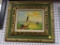 (R3) OIL ON CANVAS OF SAILING SHIPS IN A GOLD TONE AND GREEN FRAME. MEASURES 18 IN X 17 IN. ITEM IS