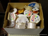 (R2) BOX FILLED WITH ASSORTED RIBBON OF VARYING COLOR AND STYLES. ITEM IS SOLD AS IS WHERE IS WITH