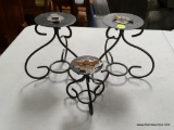 (R2) LOT OF 3 IRON CANDLE HOLDERS. TALLEST MEASURES 7 IN TALL. ITEM IS SOLD AS IS WHERE IS WITH NO