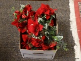 (R2) BOX FILLED WITH ARTIFICIAL POINSETTIAS. ITEM IS SOLD AS IS WHERE IS WITH NO GUARANTEE OR