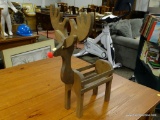 (R2) PINE MADE RUDOLPH PLANTER HOLDER. MEASURES 11 IN X 19 IN X 22 IN. ITEM IS SOLD AS IS WHERE IS