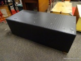 (R2) VIAGGIO OTTOMAN WITH BLACK VINYL UPHOLSTERY. MEASURES 54 IN X 24 IN X 18 IN. ITEM IS SOLD AS IS