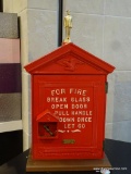 (R3) VINTAGE CAST IRON FIRE BOX WITH LOCKING DOOR. MEASURES 12 IN X 9 IN X 23 IN. ITEM IS SOLD AS IS