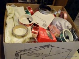 (R3) BOX LOT OF ASSORTED RIBBON IN VARIOUS COLORS AND STYLES. ITEM IS SOLD AS IS WHERE IS WITH NO