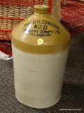 (R3) THE AYLESBURY BREWERY CO. SALT GLAZED JUG. #A29. MEASURES 16 IN TALL. ITEM IS SOLD AS IS WHERE