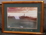 (R3) FRAMED PHOTOGRAPH OF A GOLF COURSE WITH A LIGHTHOUSE IN THE BACKGROUND BY BRIAN D. MORGAN. IS