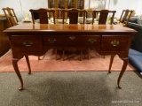 (R3) MAHOGANY QUEEN ANNE SIDEBOARD FROM THE AMERICAN CRAFTSMAN COLLECTION BY STANLEY WITH BRASS