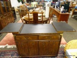 (R3) DREXEL FAR EASTERN INSPIRED SERVER WITH LIFT-TOP LID AND BRASS HARDWARE. MEASURES 60 IN X 19 IN