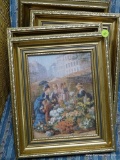 (R3) LOT OF 4 OIL ON BOARD PAINTINGS IN GOLD TONE FRAMES. EACH MEASURES 10 IN X 12 IN. ITEM IS SOLD