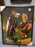 (R3) FRAMED GOLF THEME PRINT. MEASURES 23 IN X 29.5 IN. ITEM IS SOLD AS IS WHERE IS WITH NO