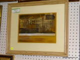(R3) FRAMED PRINT OF VARIOUS SIGNAGE. MEASURES 18.5 IN X 22.5 IN. ITEM IS SOLD AS IS WHERE IS WITH