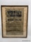 (9I) FRAMED PUBLIC AUCTION SALE BILL, HARVEY CORBIN AUCTIONEER, 1919, NICHOLSVILLE. CONDITION