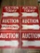(BLUE WALL) SET OF 6 AUCTION DIRECTION SIGNS WITH METAL STANDS (26 INCH TOTAL WIDTH)
