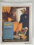 (3C) LUCKY STRIKE FAMOUS AT A THOUSAND TOBACCO AUCTION POSTCARD. TOTAL FRAMED DIMENSIONS: 10