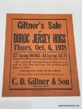 (4D) GILTNER'S AUCTION SALE BILL 11'W X 14