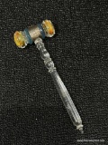 (7G) ACRYLIC GAVEL WITH STERLING BAND, ORDER OF THE EASTERN STAR 7 INCH