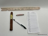 (8H) BRAUN & HELMER PROMOTIONAL ADVERTISING AUCTION MEMORABILIA INCLUDING CIGAR, RULER, PEN, POCKET