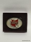 (9I) OHIO AUCTIONEERS ASSOCIATION BELT BUCKLE 1989 LIMITED EDITION, PEARLESCENT ENAMEL, 622/2000