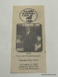 (9I) SADDLE AND SIRLOIN CLUB FLYER, 2010 PORTRAIT AWARD HONOREE COLONEL RAY SIMS, KENTUCKY STATE