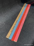 (10J) OSCAR MATHEWS AUCTIONEER ADVERTISING YARDSTICKS IN ASSORTED COLORS