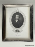 (2B) ETCHING OF STEPHEN A. DOUGLAS IN 8 X 10 FRAME WITH A SCENE OF AN AUCTION TITLED 