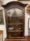 ANTIQUE MULLIONED GLASS DOOR WALL CABINET WITH ARCHED TOP AND INTERIOR SHELVES (43 X 24 X 10)