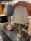 MID CENTURY MODERN BRASS URN BASE LAMP, AND GRECIAN PILLAR LAMP WITH ACANTHUS LEAF FINIAL (TALLEST