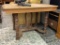 MARRIED TOP AND BASE HARP PEDESTAL DINING TABLE UNFINISHED WOOD OAK 48 X 32 X 30