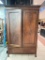 ANTIQUE OAK TWO DOOR WARDROBE (RIGHT SIDE DOOR IS LOCKED SHUT) 7 FT TALL, 52 WIDE, 20 DEEP