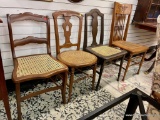 FOUR CANE BOTTOM ANTIQUE SIDE CHAIRS