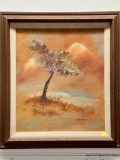 OIL ON BOARD PAINTING OF SOLITARY TREE SIGNED FAITH WEARE (23 X 26)