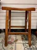 SOLID WOOD SADDLE STOOL 24 INCH HEIGHT