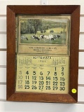 THE OSBORNE COMPANY FRIENDLY ADVERTISING CALENDAR, ANTIQUE, SOLID WOOD FRAME, SERENE PASTORAL SCENE