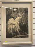 AMERICAN EGRET SIGNED LIMITED EDITION PRINT 868/1000 DICK BEMAN (17 X 23) 1979