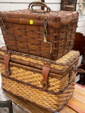 TWO PICNIC BASKETS, ONE INCLUDES DISHWARE SET