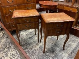 PAIR OF TWO DRAWER SIDE TABLES (WORN FINISH) 18 X 14 X 26