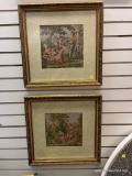 18 INCH ONS WINKEL WORCESTER GERMAN TAPESTRY PRINTS IN GILT FRAMES