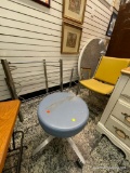 MID CENTURY MODERN MEDICAL SWIVEL STOOL WITH ALUMINUM BASE, METAL TABLE FRAMES AND RETRO CHAIR