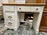 WHITE FLORAL DESK WITH FOUR DRAWERS (40W X 18D X 30)