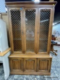 LARGE ONE PIECE CHERRY LIGHTED BREAKFRONT CABINET (52W X 80H X 16D) LIKELY THOMASVILLE