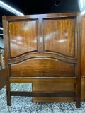 SOLID WOOD QUEEN SIZE IMPRESSIVE HEADBOARD MEASURING 80 INCHES TALL. MISSING FINIALS