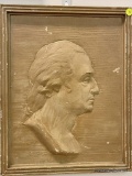 ANTIQUE RELIEF OF GEORGE WASHINGTON IN WOOD FRAME (14 X 18)